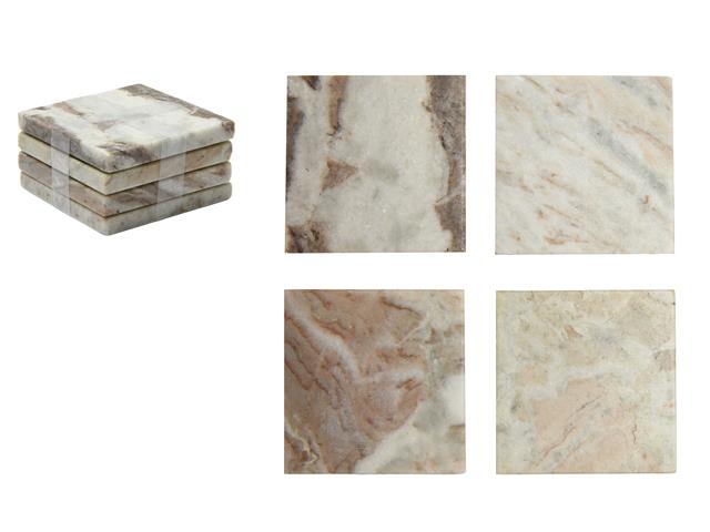 4PC DESERT MARBLE SQUARE COASTER (4X4")