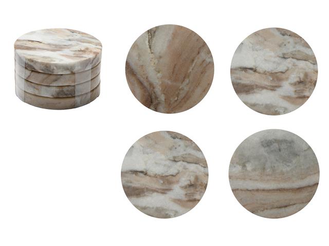 4PC DESERT MARBLE ROUND COASTER (4X4")