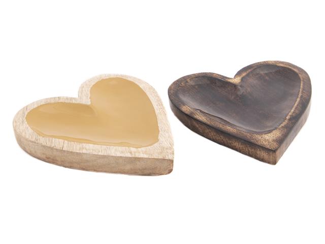 MANGO WOOD ENAMEL COATED BOWL DÉCOR (HEART) (ASSTD)