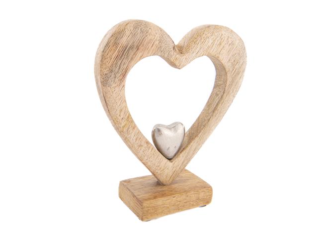 MANGO WOOD WITH METAL ACCENT DÉCOR (HEART)