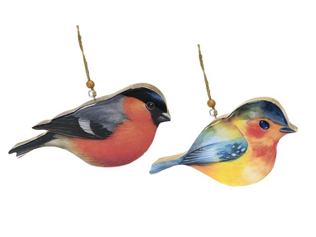 ENAMEL-COATED MANGO WOOD ORNAMENT (BIRDS) (ASSTD)