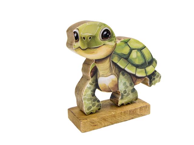 ENAMEL-COATED MANGO WOOD DECOR (TURTLE)