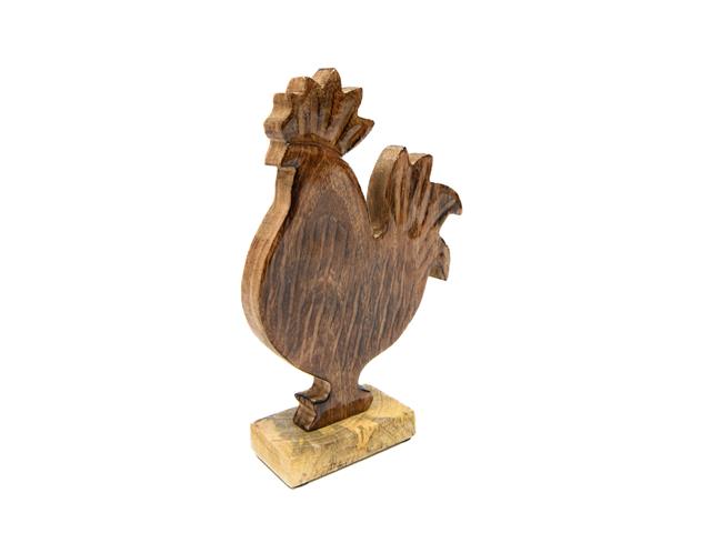 ENAMEL-COATED MANGO WOOD DECOR (ROOSTER)
