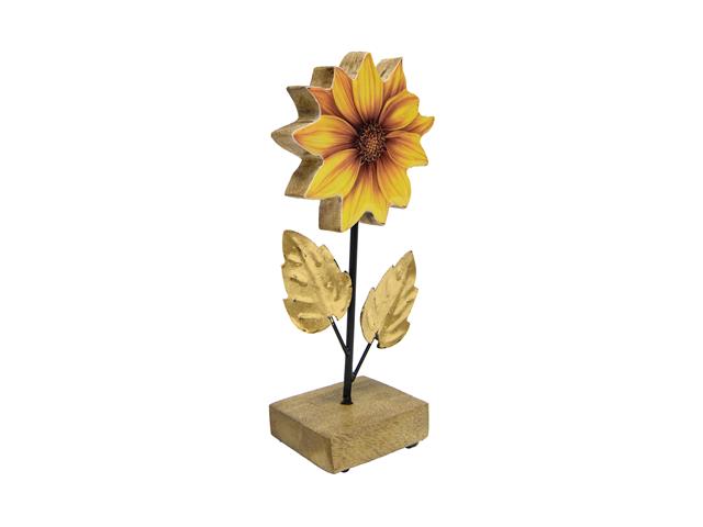 MANGO WOOD AND METAL DECOR (FLOWER WITH GOLD LEAF)