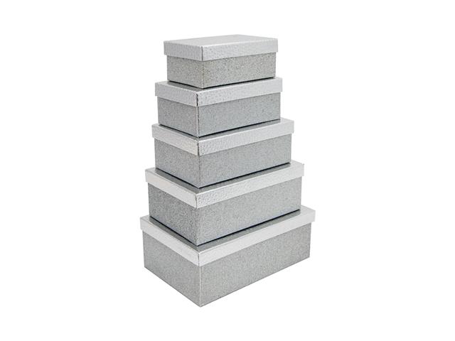 S/5 RECT. METALLIC NESTING BOXES (SILVER)