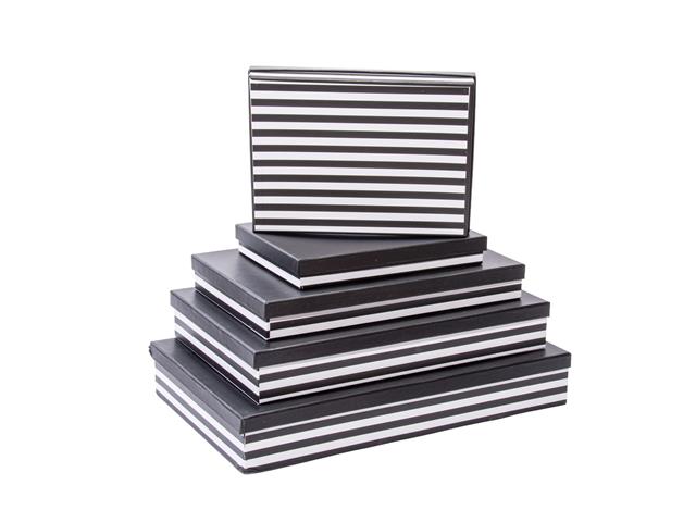 S/5 RECT. NESTING FLAT SHIRT BOXES (BLACK STRIPE)