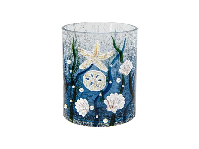 4.75" LED CYLINDER CRACKLED GLASS DECOR (UNDER THE SEA)