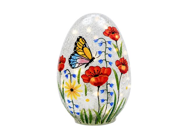 LED CRACKLED GLASS OBLONG DECOR (FLORAL GARDEN)