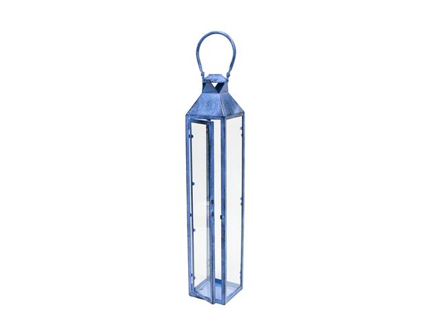 28" METAL TALL LANTERN (BLUE)