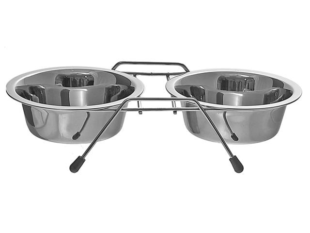 STAINLESS STEEL DOUBLE PET BOWL WITH STAND
1PT
