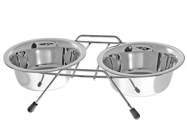 STAINLESS STEEL DOUBLE PET BOWL WITH STAND
1QT