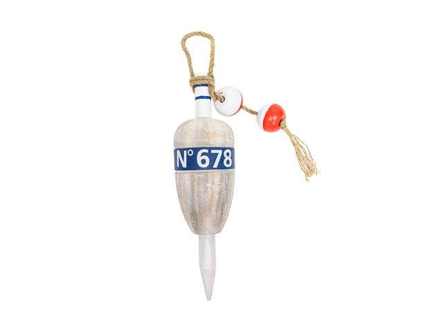 BLUE AND WHITE WOOD BUOY