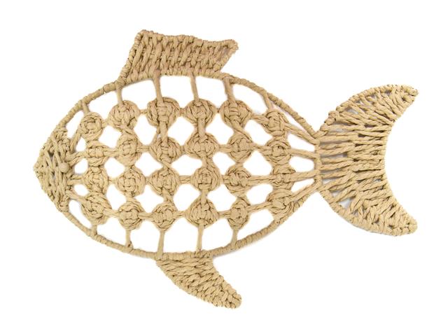 NATURAL WOVEN WIRED FISH DECOR
