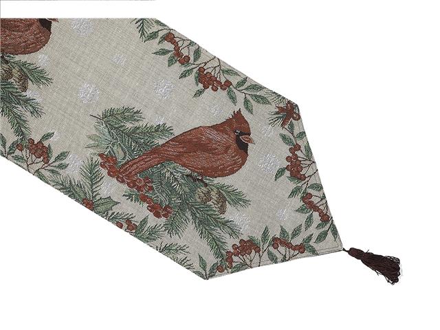 TAPESTRY TABLE RUNNER (RED CARDINAL) (54")
