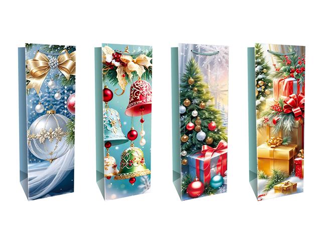CHRISTMAS WINE GIFT BAGS (WINTER WONDERLAND) (ASSTD)