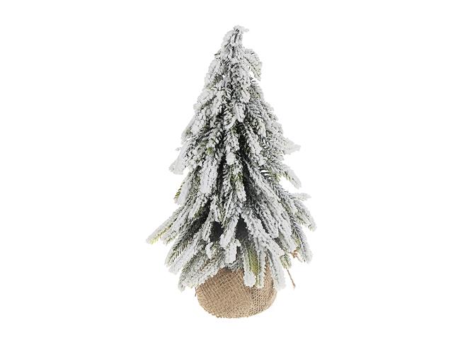 PINE TREE WITH BURLAP BASE (11") (SNOW COVERED)