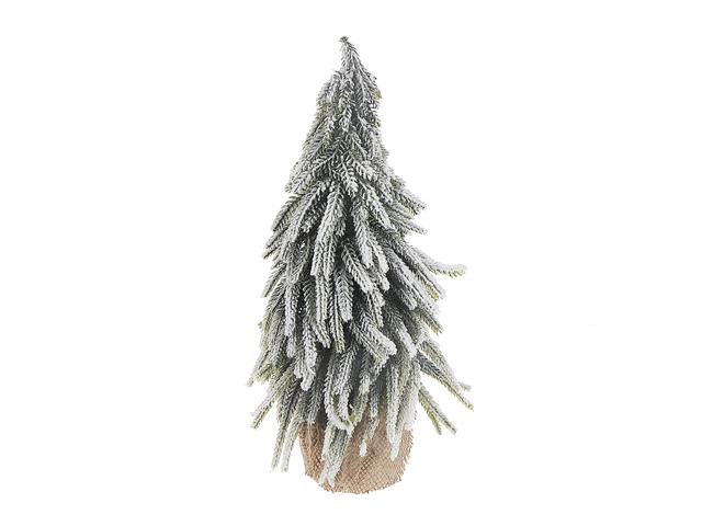 PINE TREE WITH BURLAP BASE (14") (SNOW COVERED)