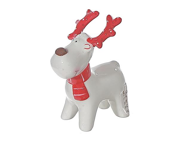 RED AND WHITE STANDING DEER FIGURINE