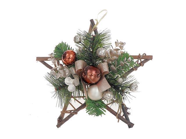 12" RATTAN STAR PINE HANGING DÉCOR