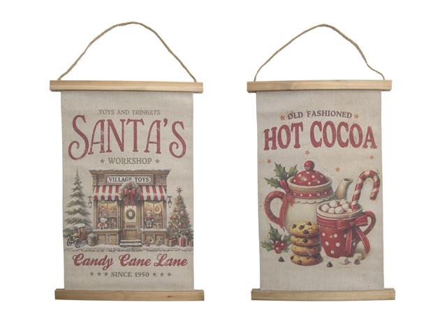 WALL SCROLL (SANTA'S WORKSHOP / HOT COCOA) (ASSTD)