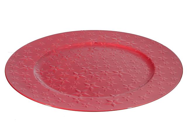 CHARGER PLATE (STARS) (RED) (13")