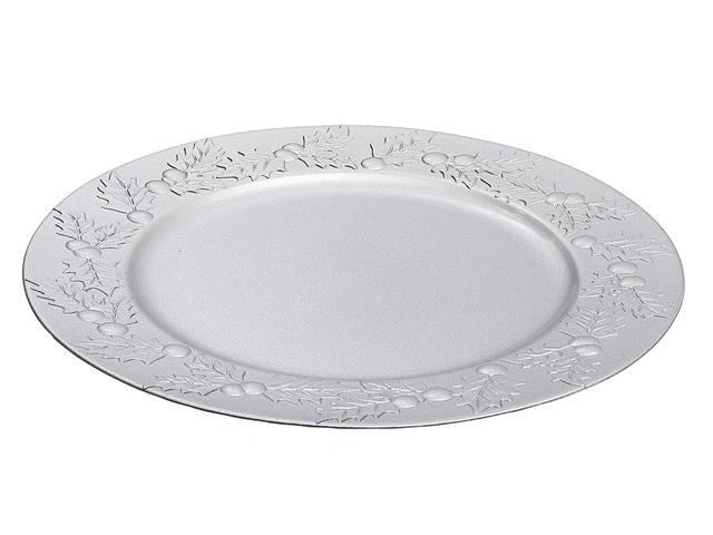 CHARGER PLATE (HOLLYBERRIES) (SILVER) (13")
