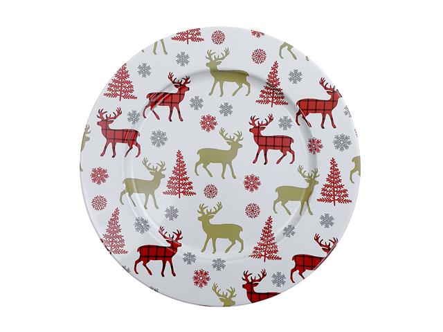 PRINTED METAL CHARGER PLATE (TREE & DEER) (13")