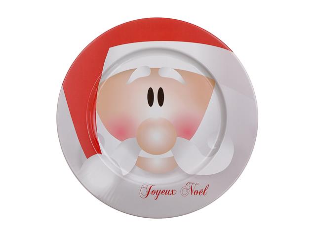 PRINTED METAL CHARGER PLATE (SANTA - JOYEUX NOEL) (13")