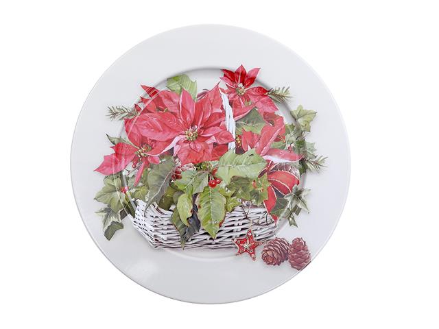PRINTED METAL CHARGER PLATE (POINSETTIA) (13")