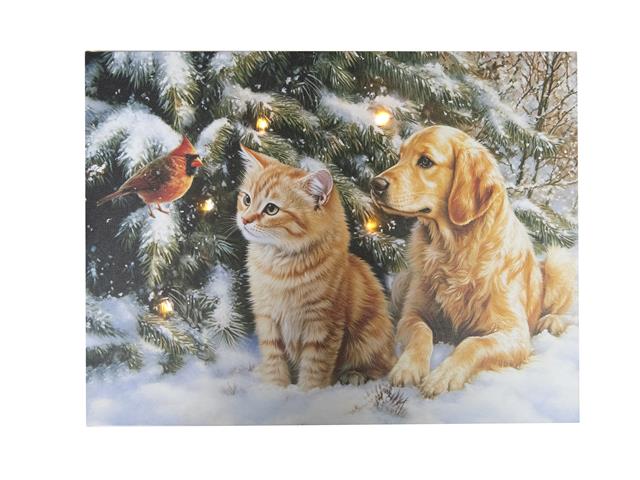 LED CANVAS WALL ART (CARDINAL, CAT, DOG)