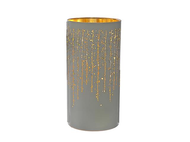 LED WHITE CYLINDER GLASS STAND (DANGLING GARLAND) (8")