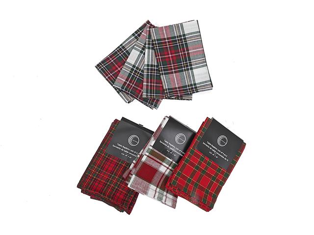 ASSTD COTTON 4PK NAPKINS WITH LUREX (18"  X 18")