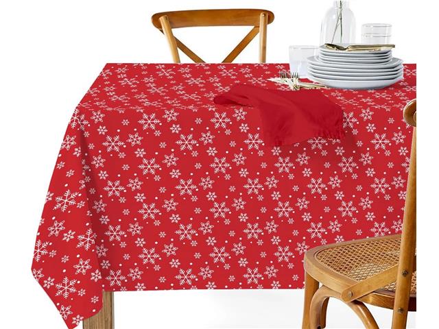 COTTON TABLE CLOTH (60"  X 90") (SNOWFLAKES)