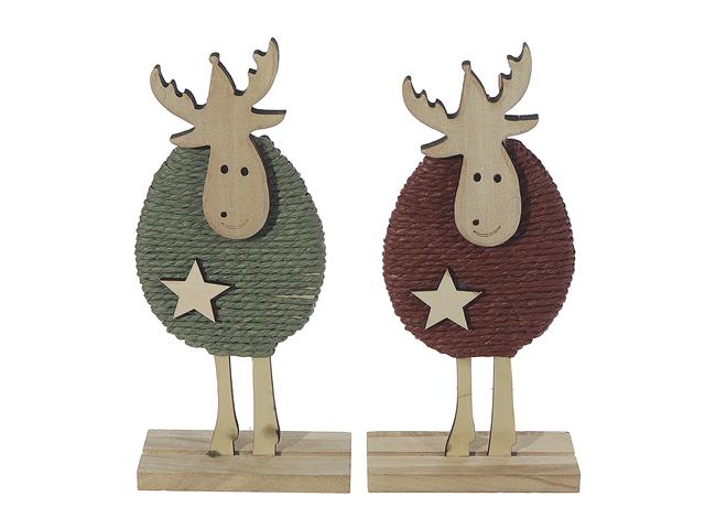 ROPE REINDEER ON STAND (13") (ASSTD)