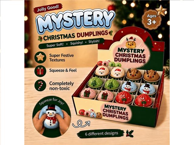 MYSTERY CHRISTMAS DUMPLING SQUISHIES 6 DESIGNS