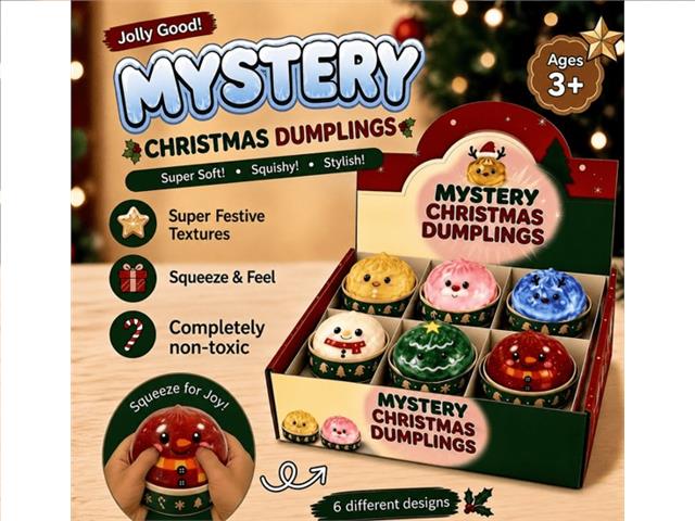 MYSTERY CHRISTMAS DUMPLING SQUISHIES 6 DESIGNS