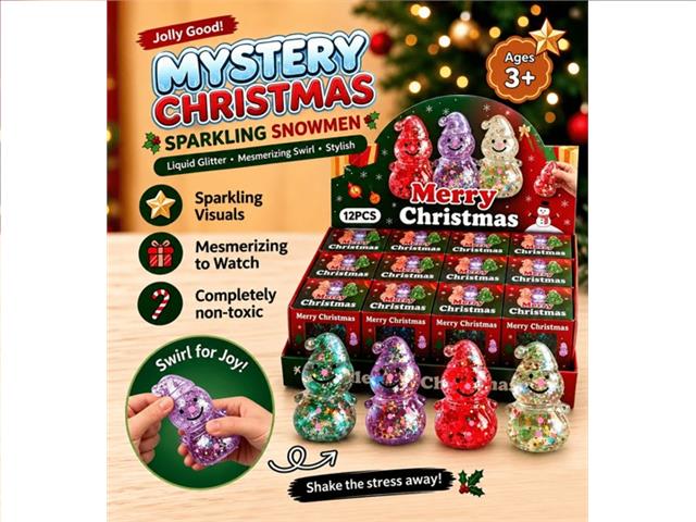 MYSTERY CHRISTMAS SPARKLING SNOWMAN SQUISHIES 4 COLOURS