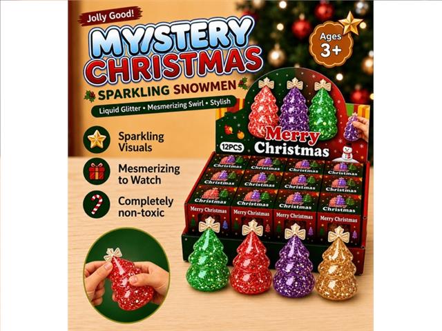 MYSTERY CHRISTMAS SPARKLING TREE SQUISHIES 4 COLOURS