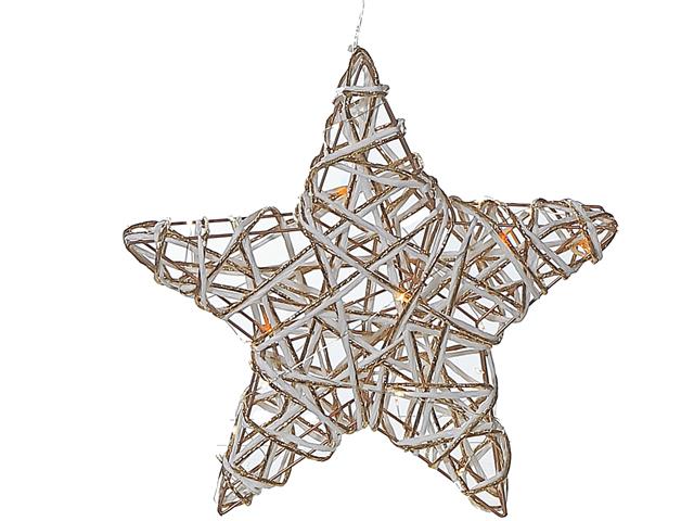 LED WHITE & GOLD PAPER STAR (MEDIUM) (15.35")(WITH TIMER)