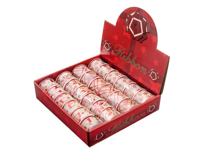 ASSORTED POLYESTER BURLAP RIBBON (2" X 5 Y) (24/PDQ)