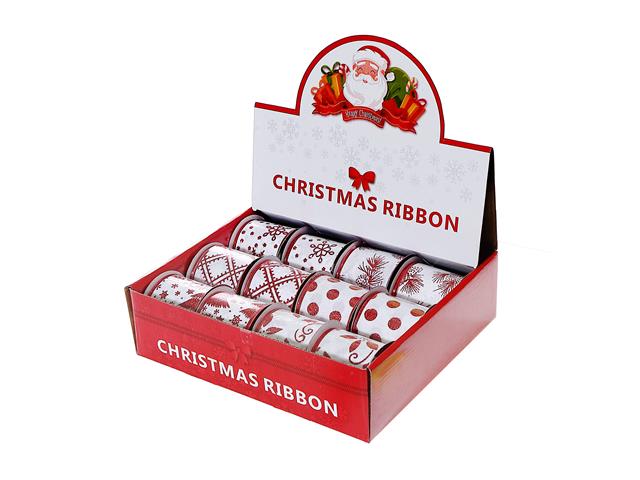 ASSORTED RED & WHITE RIBBON (2.5" X 3 Y) (12/PDQ)