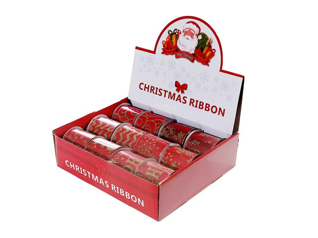 ASSORTED RED & GOLD RIBBON (2.5" X 3 Y) (12/PDQ)
