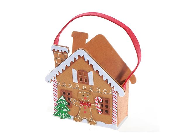 FELT GINGERBREAD HOUSE BASKET (5.8")