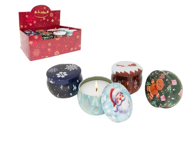 4.3oz SCENTED CANDLE IN TIN JAR (ASSTD) (24/DISPLAY)