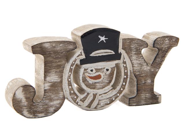 MANGO WOOD DECOR (JOY - SNOWMAN)