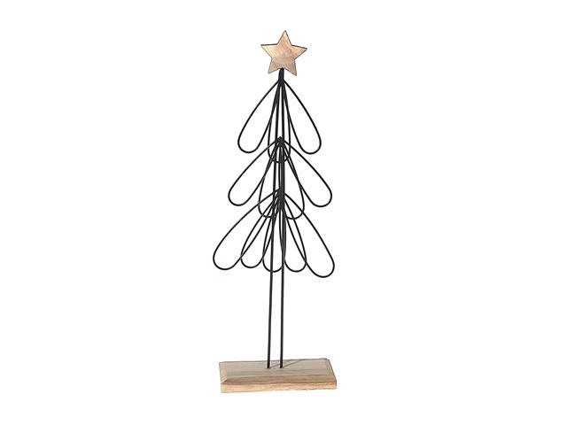 WIRE FEATHER TREE AND STAR STAND DECOR (12.20")