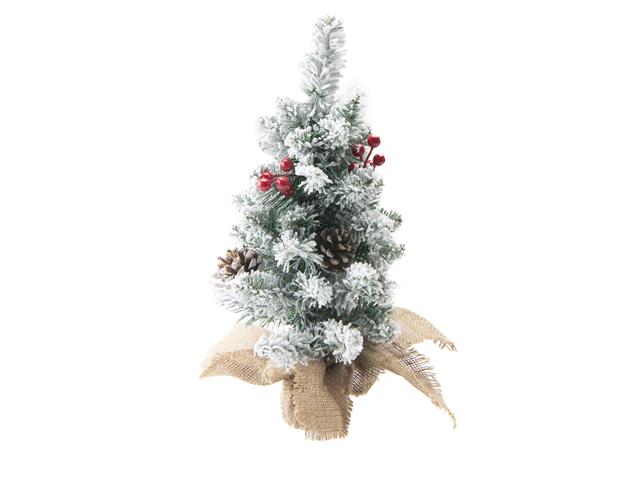 SNOWY BERRIES AND PINECONE CEDAR TREE WITH BURLAP BASE (18")