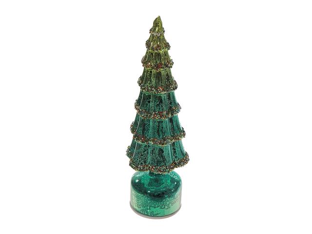 14.2" SPINNING GLASS CHRISTMAS TREE STAND (GREEN)