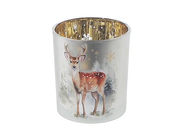 GLASS CANDLEHOLDER (DEER) (LARGE)